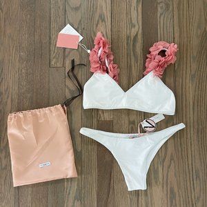 Le Reveche White Floral Bikini Swimsuit from Italy